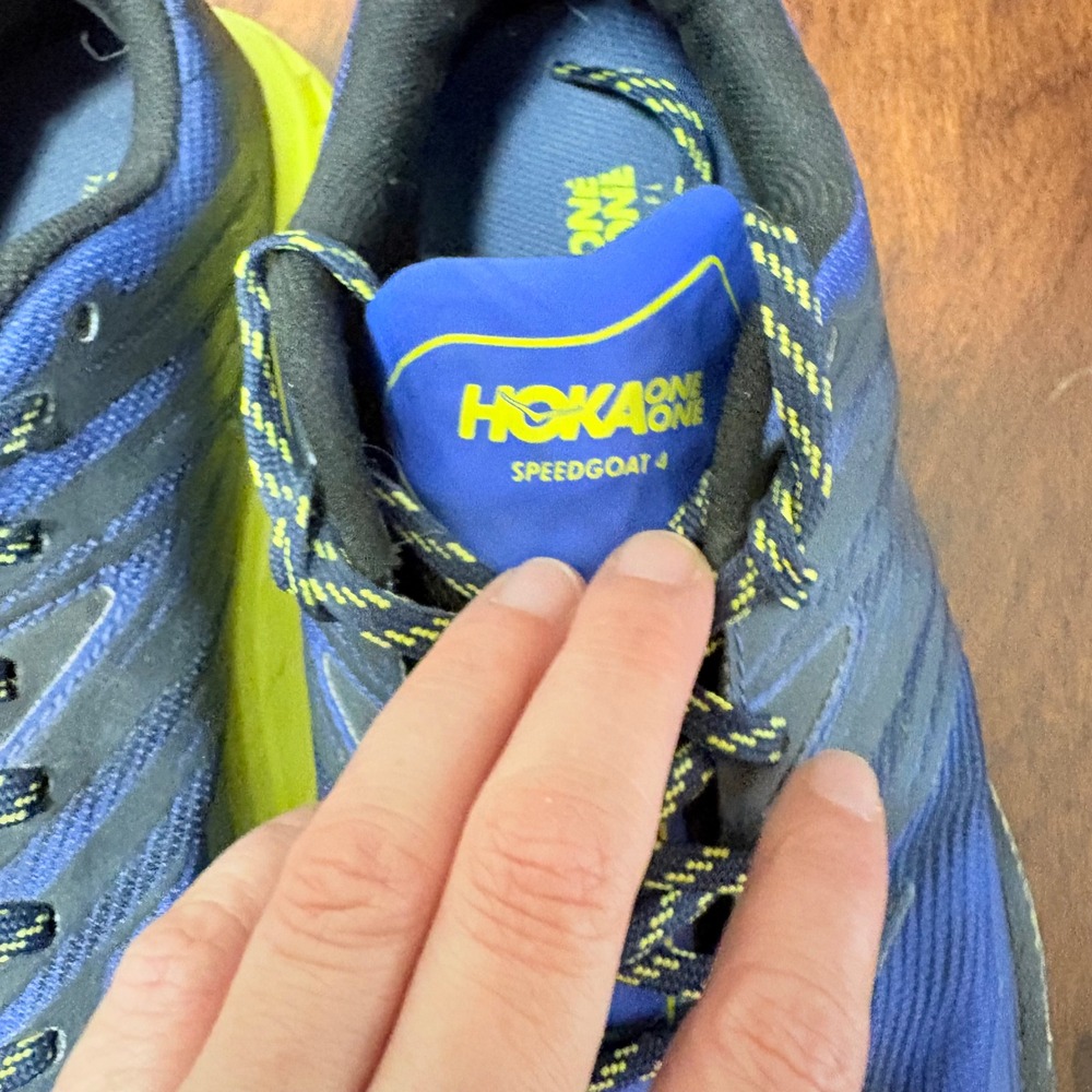 Hoka One One Speedgoat 4 Trail Running Shoes Mens Blue Sz 9.5 2E Wide Vibram - Picture 3 of 10